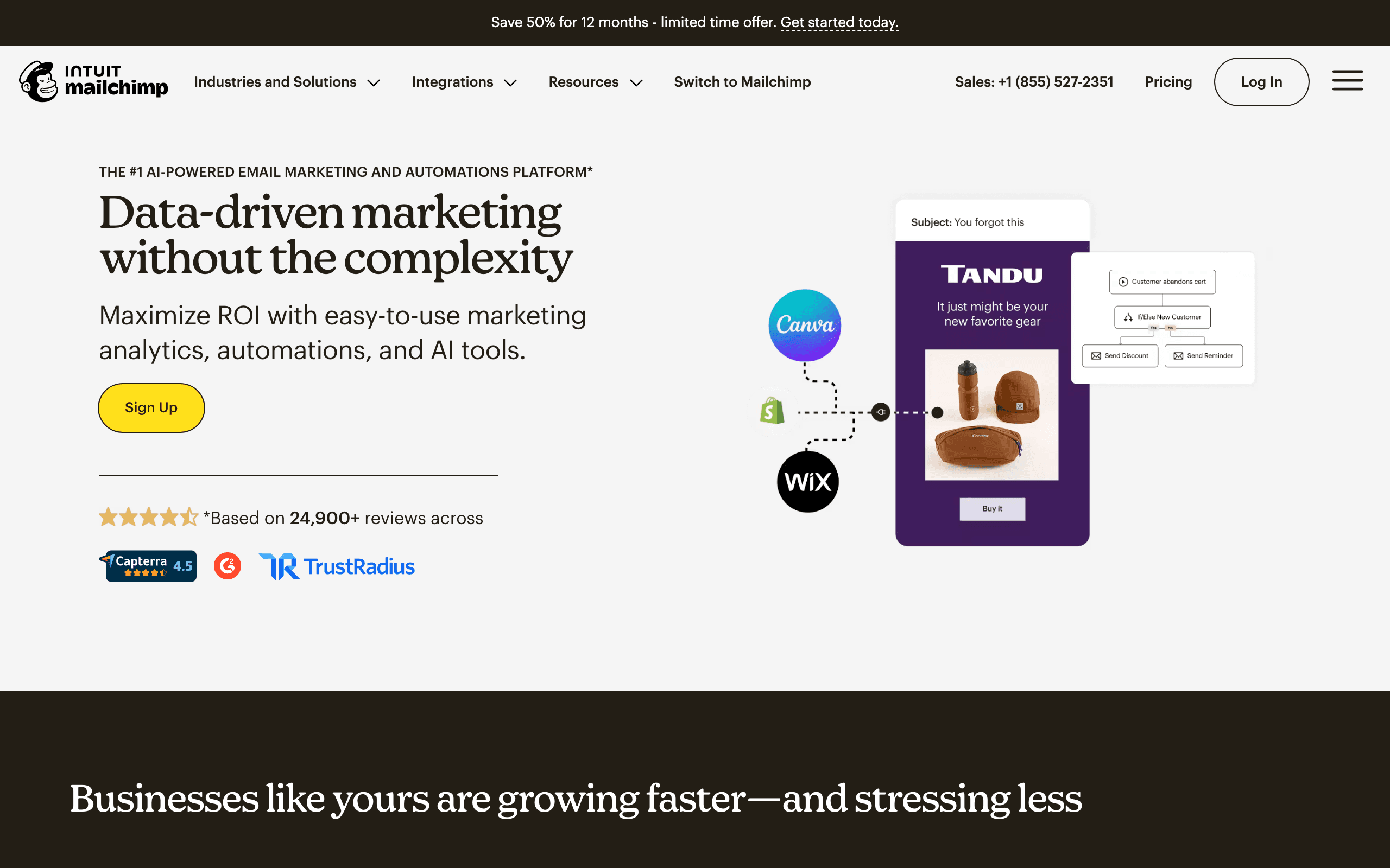 Mailchimp dashboard screenshot